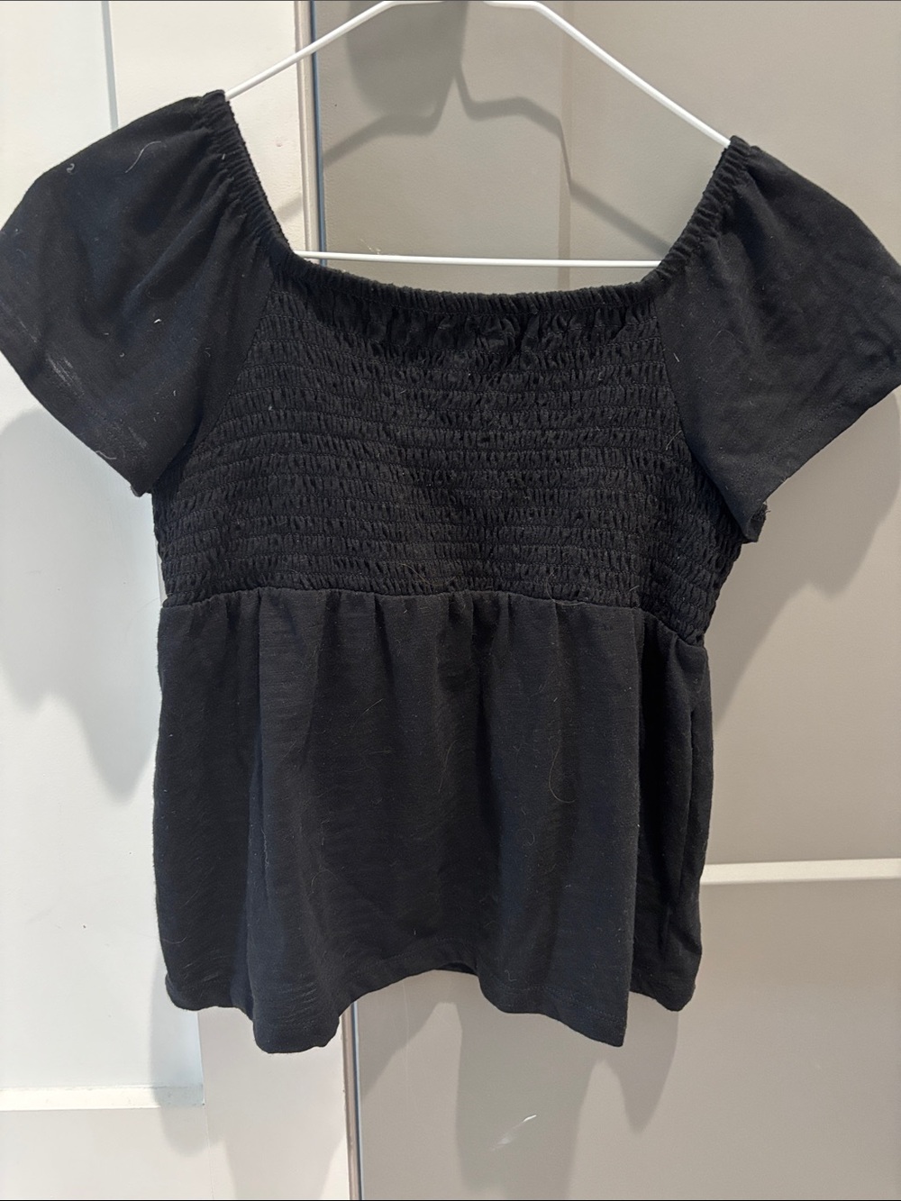 Old Navy Black Smocked Off-Shoulder Girls Top